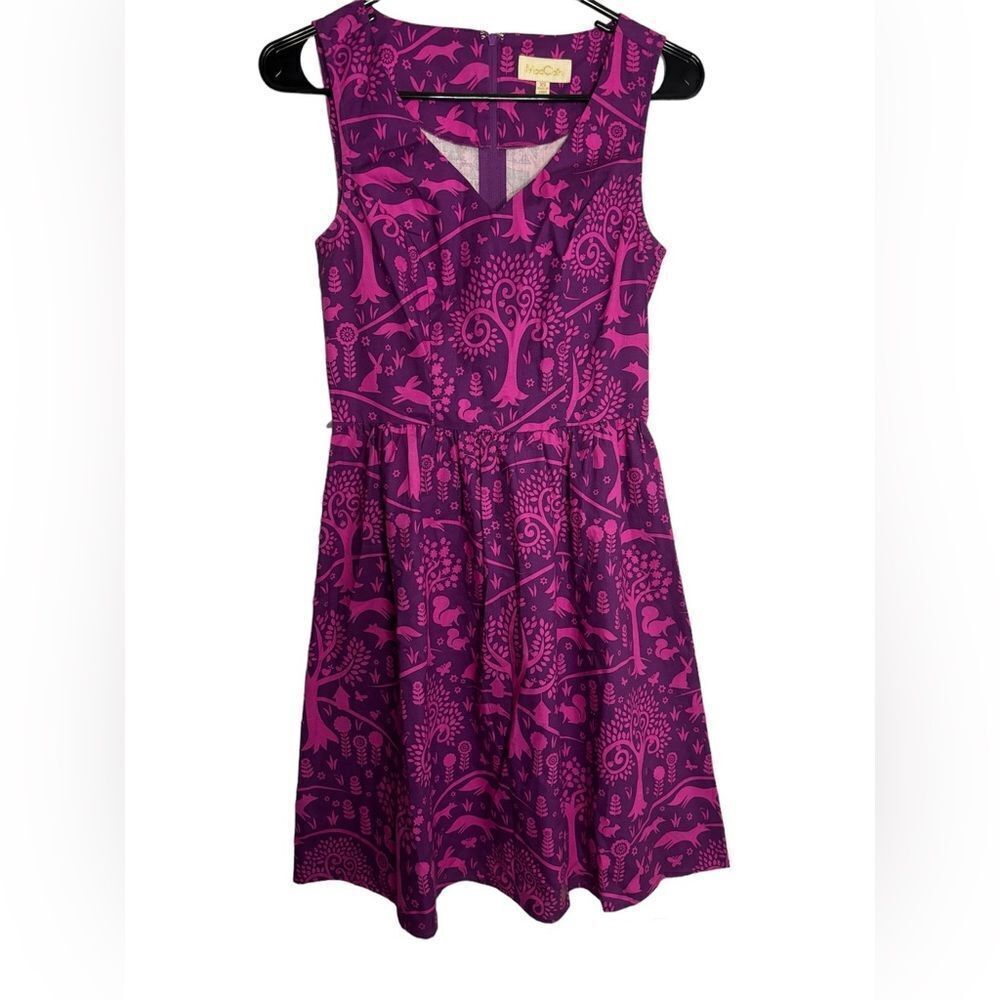 ModCloth Folks & Dreams Dress SZ XS Pink Forest SM FLAW Sleeveless Asymmetrical